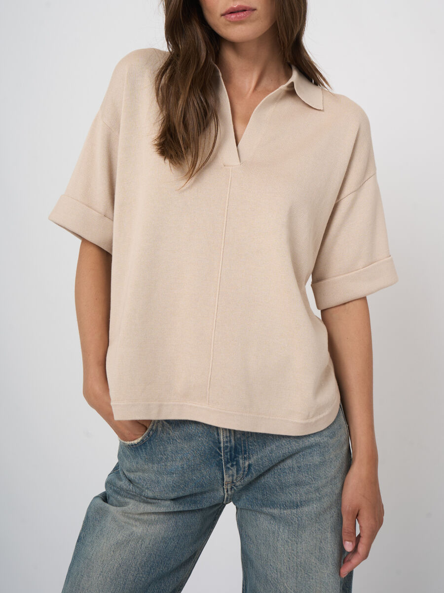 Cotton-viscose polo sweater image number 2