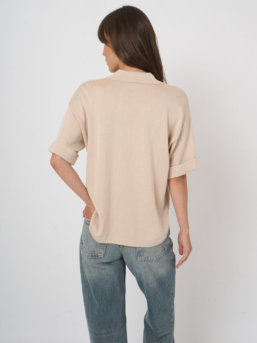 Cotton-viscose polo sweater image number 4