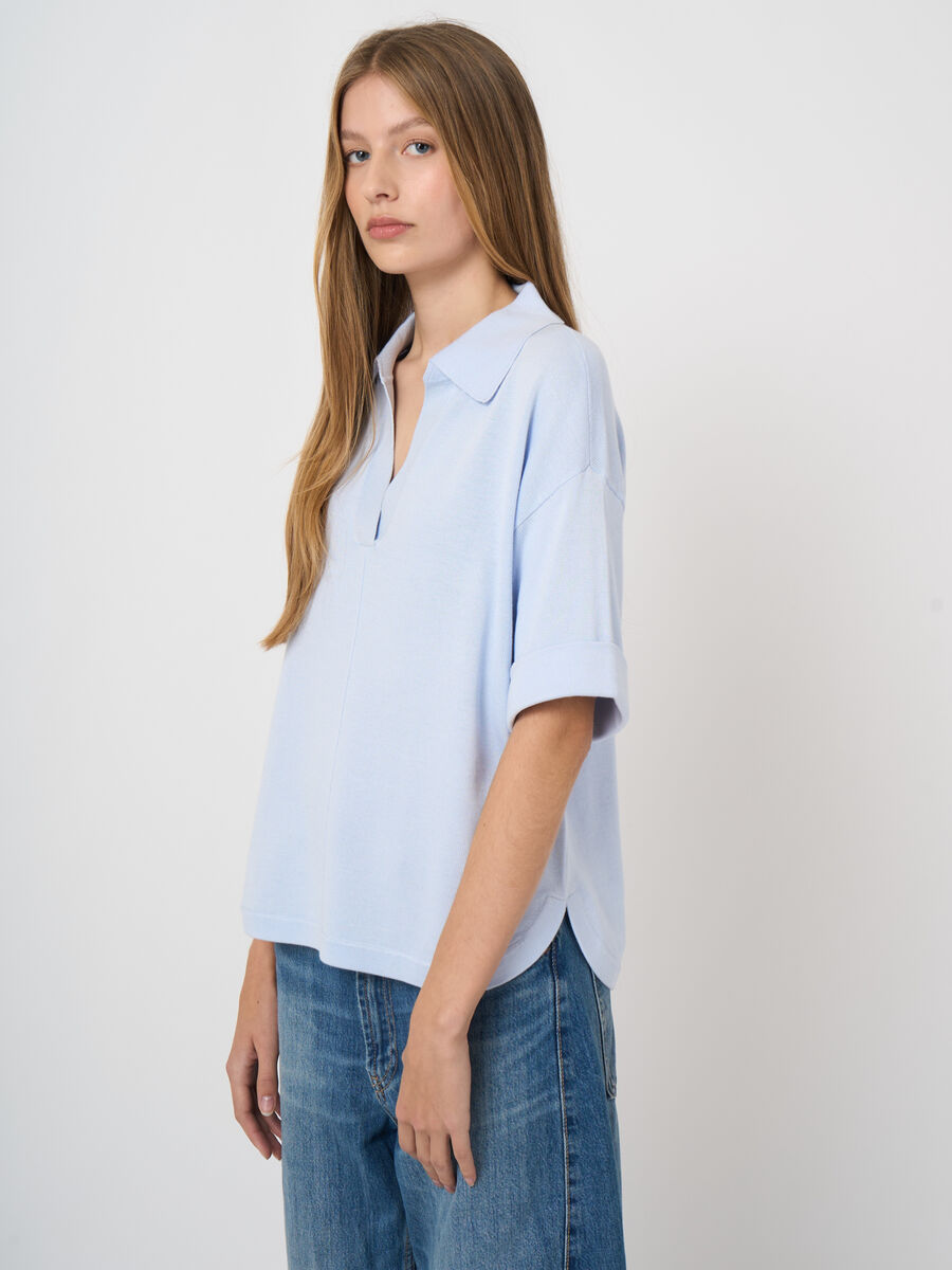 Cotton-viscose polo sweater image number 1