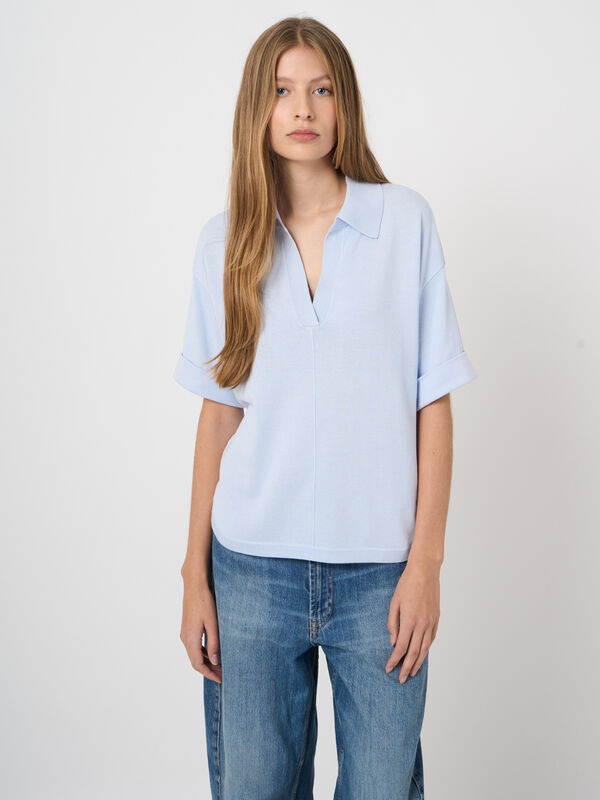 Cotton-viscose polo sweater image number 2