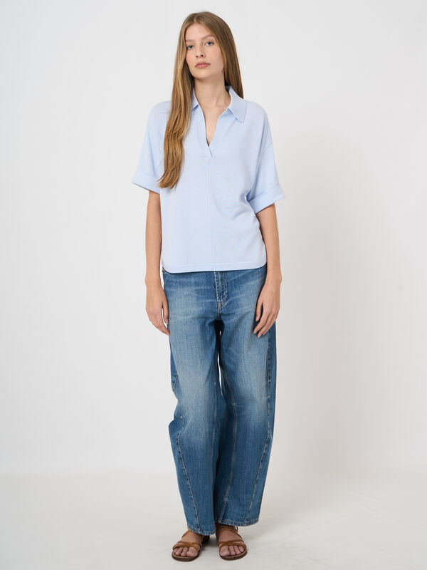 Cotton-viscose polo sweater image number 3