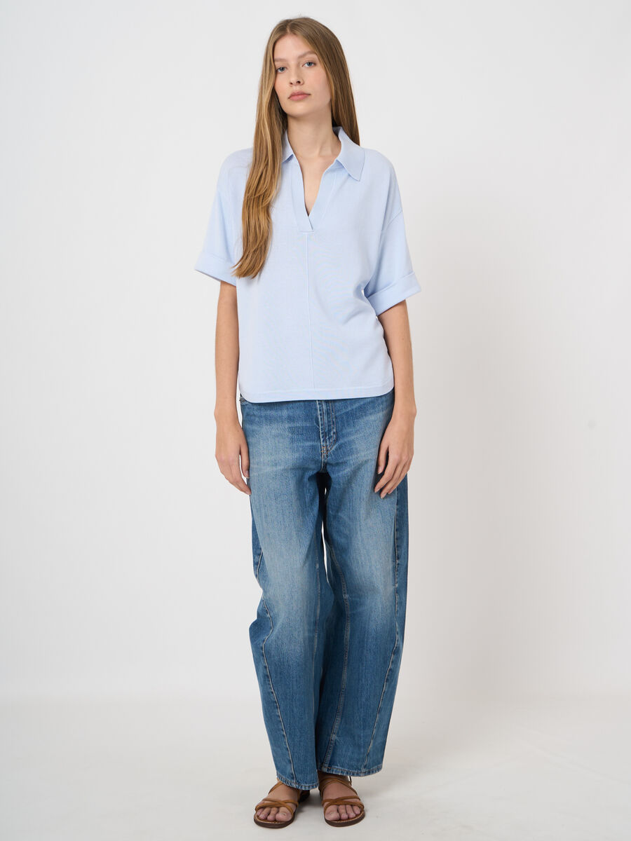 Cotton-viscose polo sweater image number 3