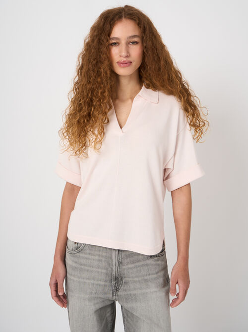 Cotton-viscose polo sweater
