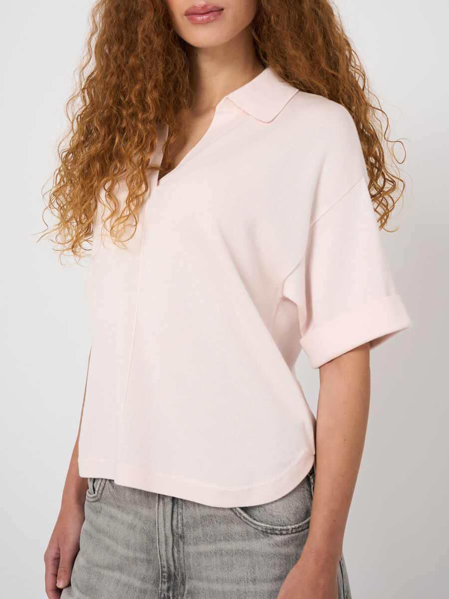Cotton-viscose polo sweater image number 1