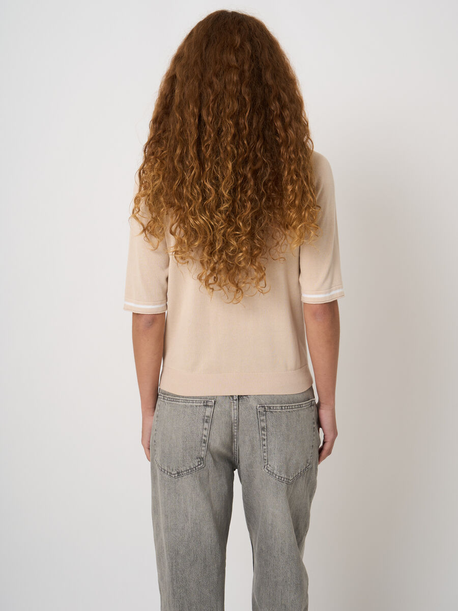 Contrast-trim cotton-viscose cardigan image number 3