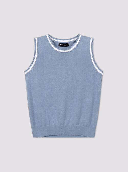 Contrast-trim cotton-viscose vest