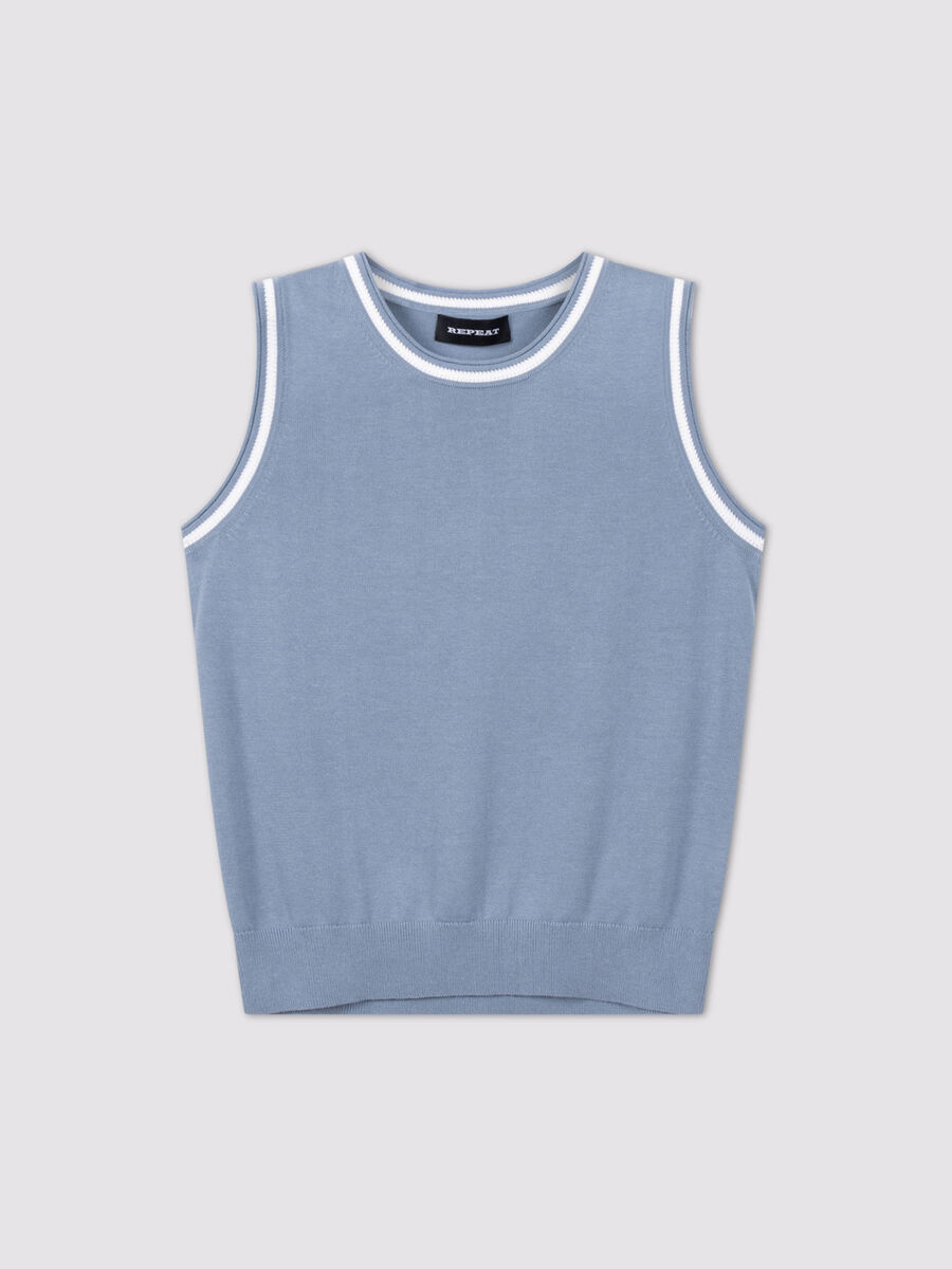 Contrast-trim cotton-viscose vest image number 0