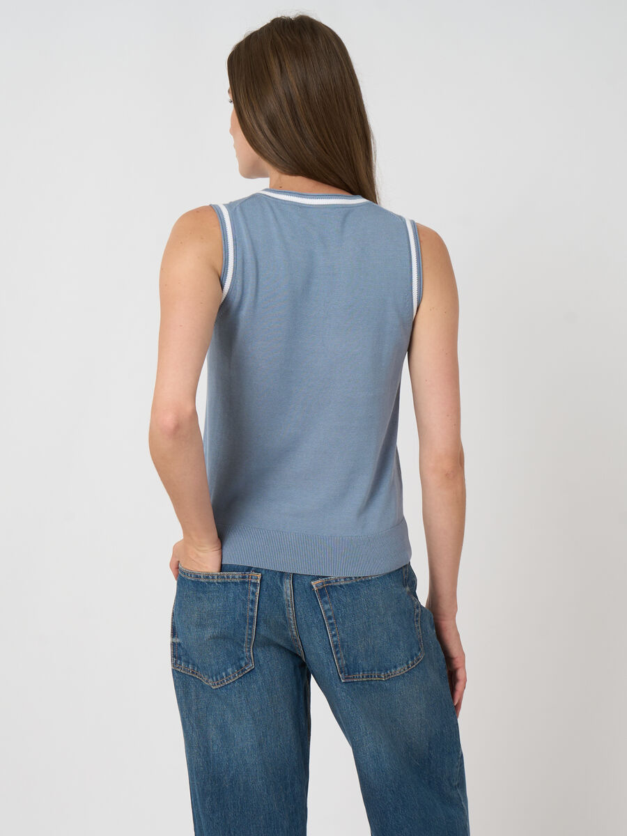 Contrast-trim cotton-viscose vest image number 6