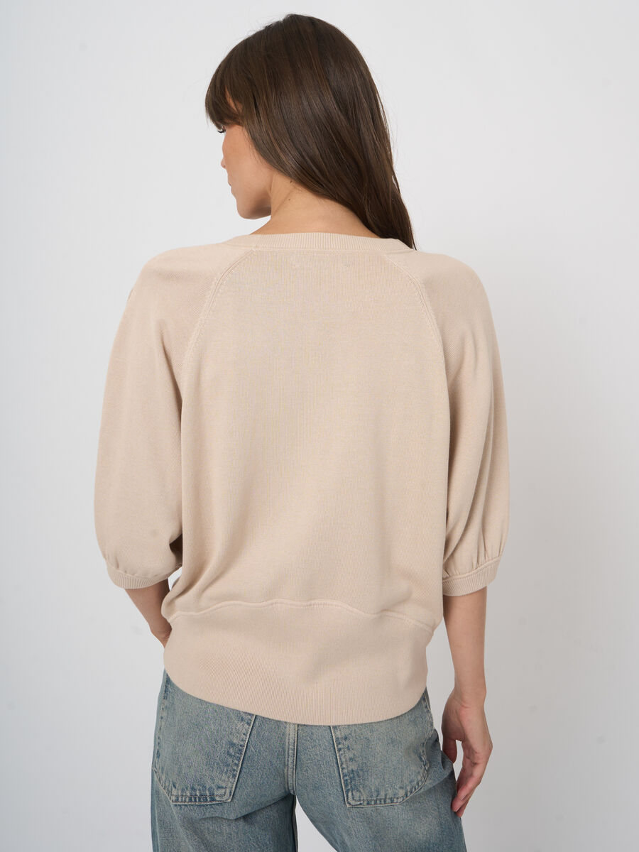 Fine-knit cotton-blend top with pleated sleeves image number 5