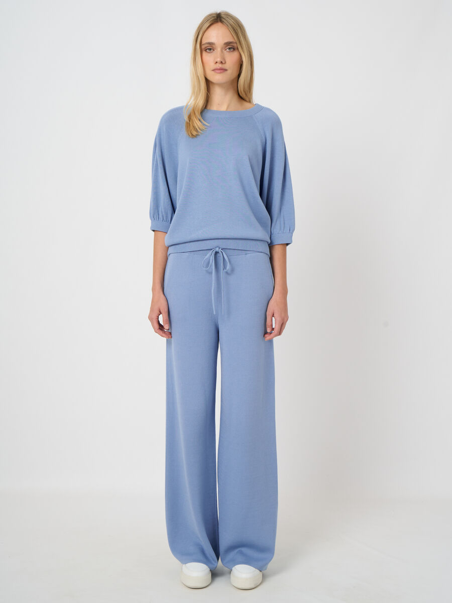 Fine-knit cotton-blend top with pleated sleeves image number 2