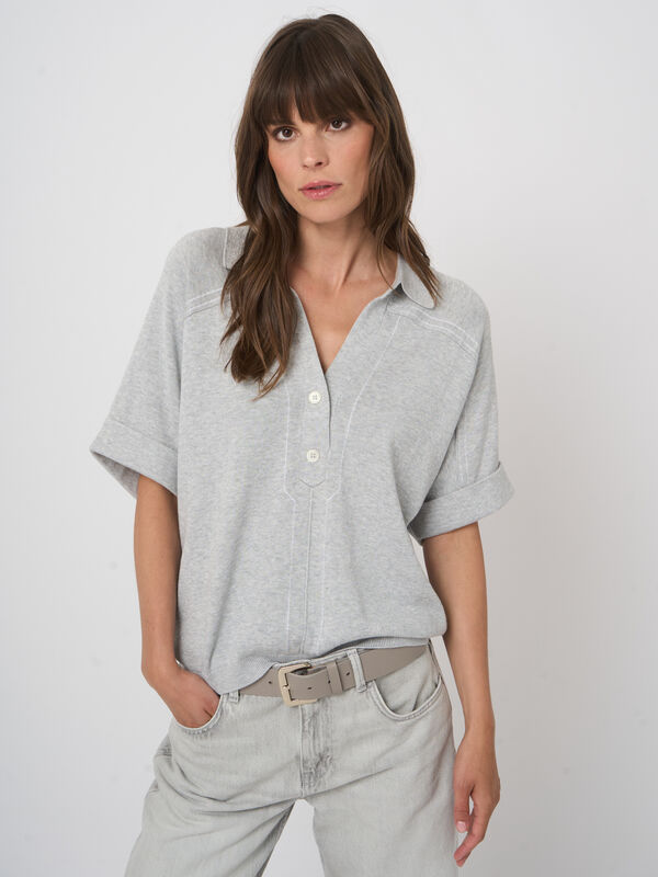 Cotton-viscose polo sweater image number 3