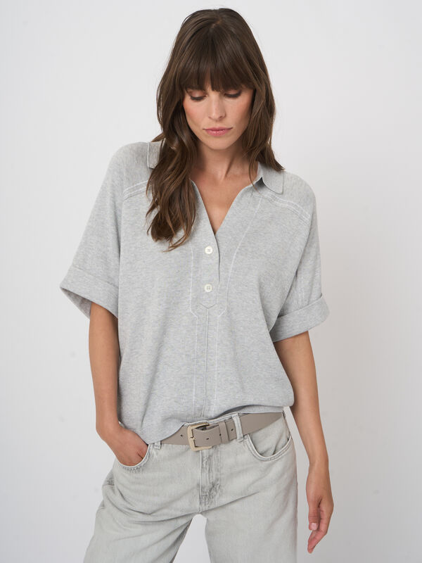 Cotton-viscose polo sweater image number 4