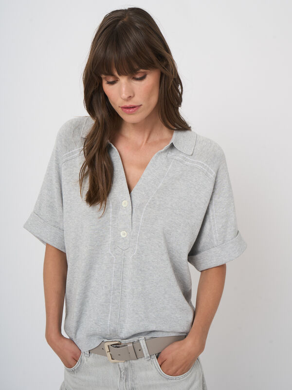 Cotton-viscose polo sweater image number 5