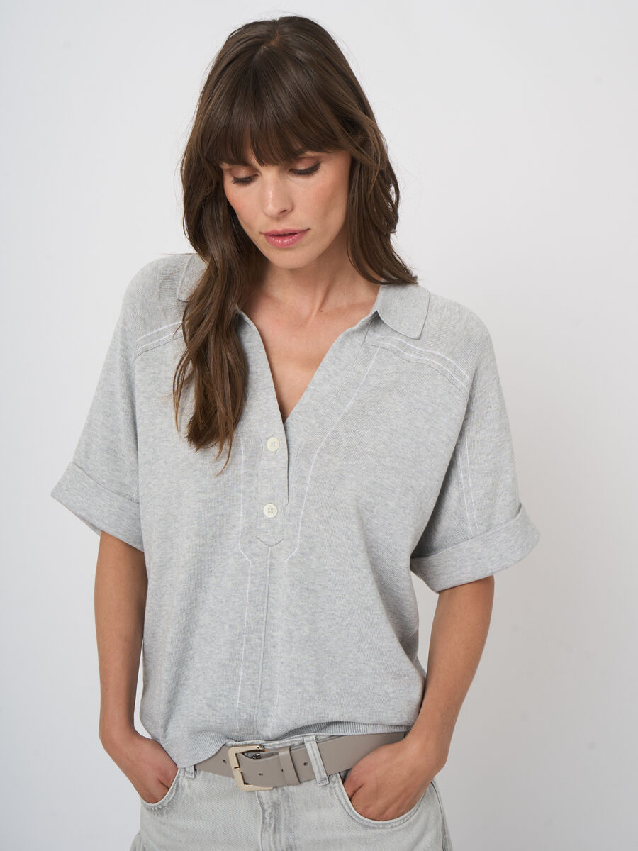 Polo-Pullover im Baumwoll-Viskose-Mix, Kurzarm image number 5