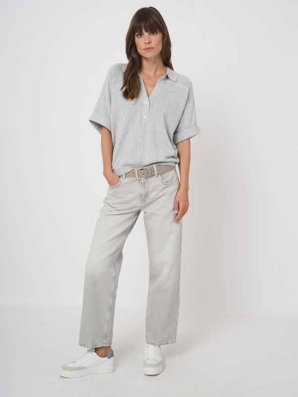 Cotton-viscose polo sweater image number 7