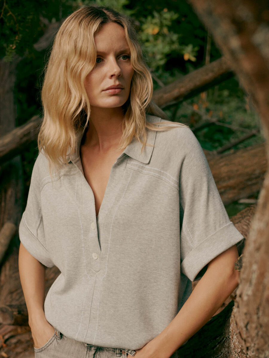 Polo-Pullover im Baumwoll-Viskose-Mix, Kurzarm image number 8