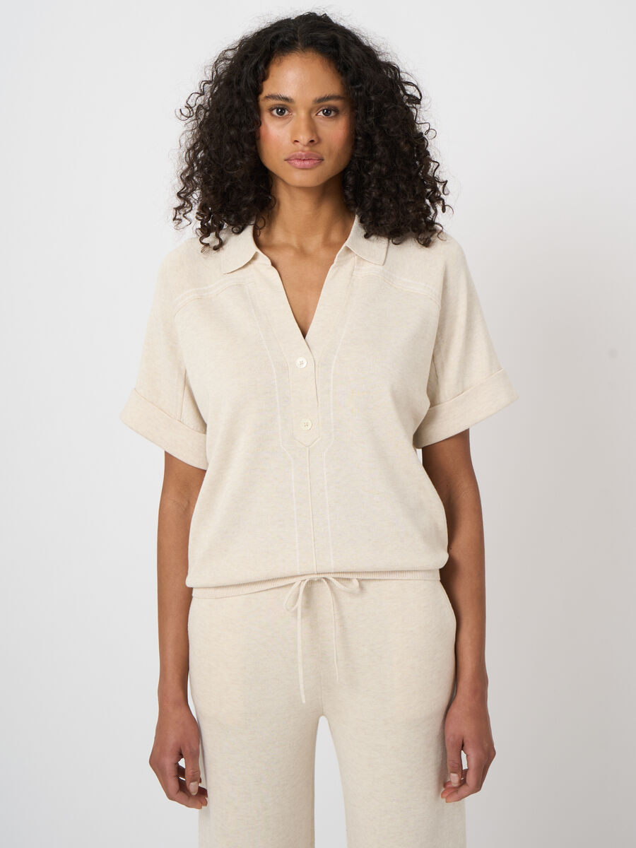 Cotton-viscose polo sweater image number 0