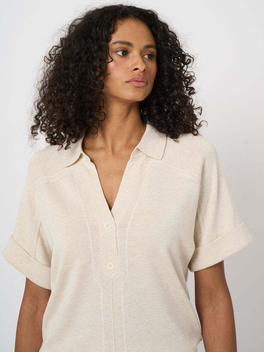 Cotton-viscose polo sweater image number 1