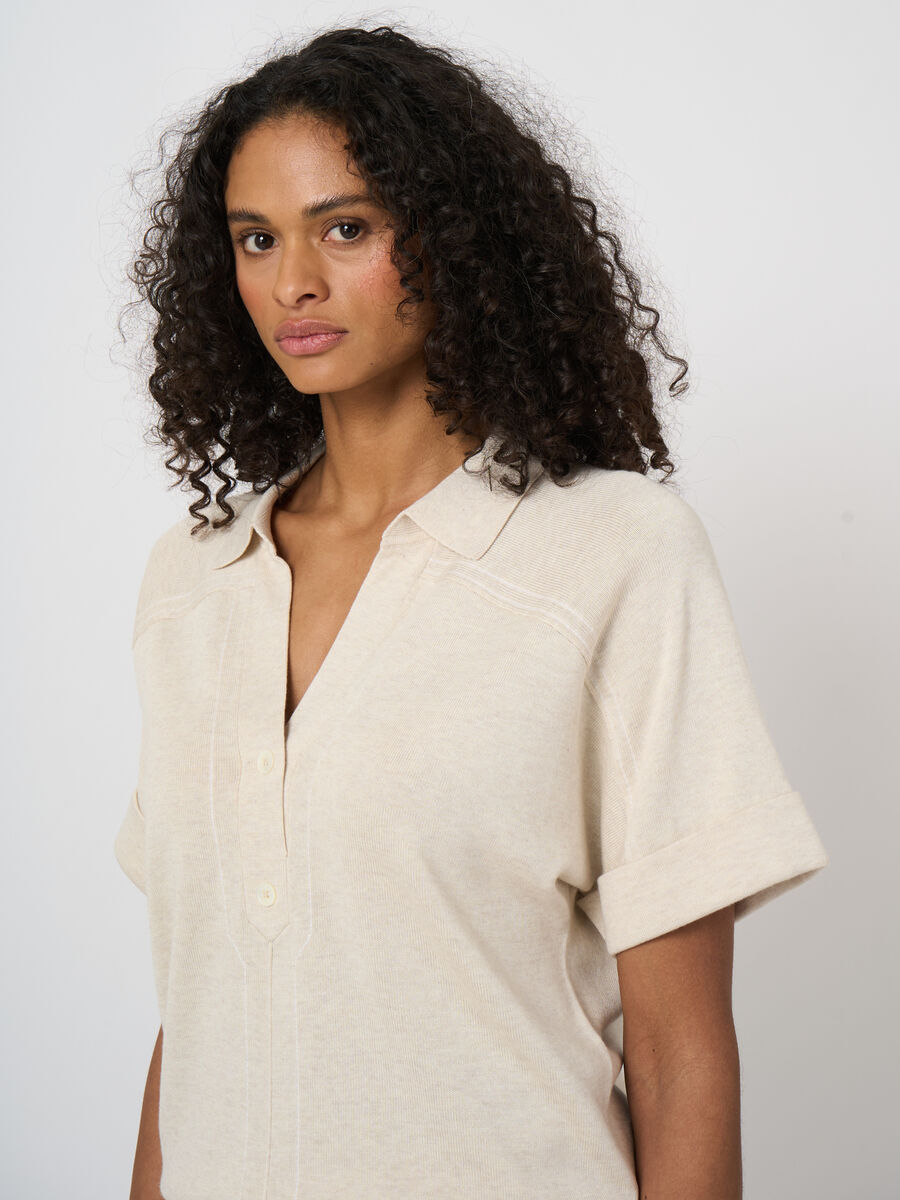 Cotton-viscose polo sweater image number 4