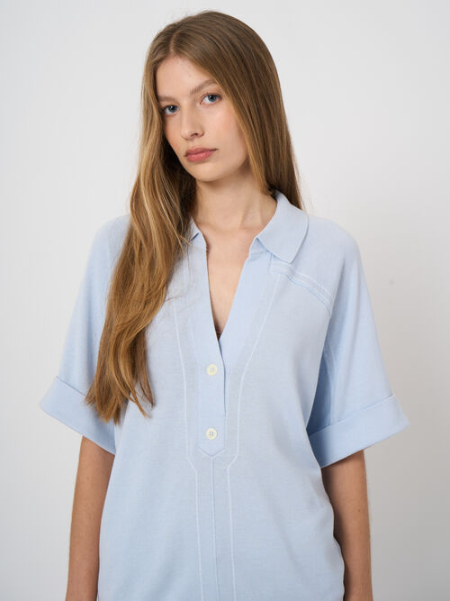 Cotton-viscose polo sweater