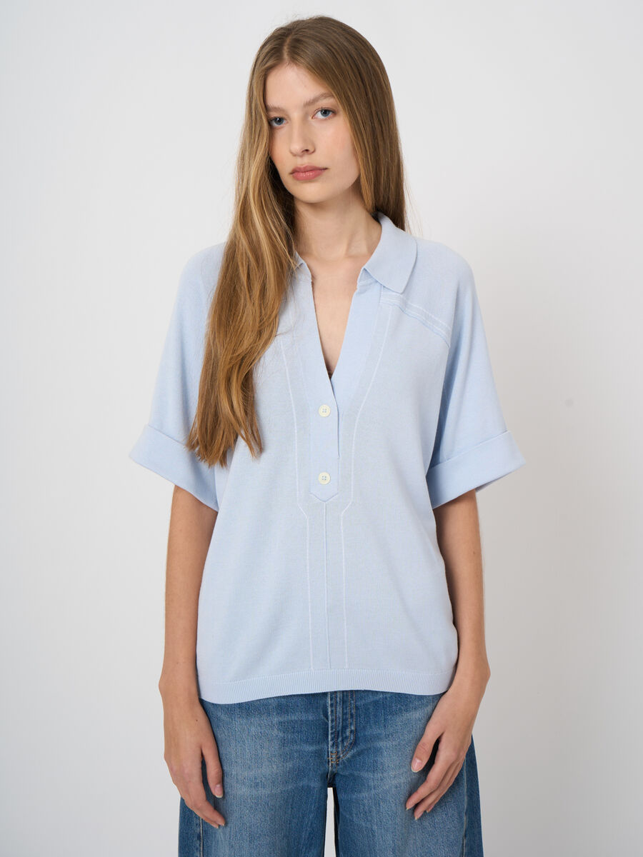 Cotton-viscose polo sweater image number 1