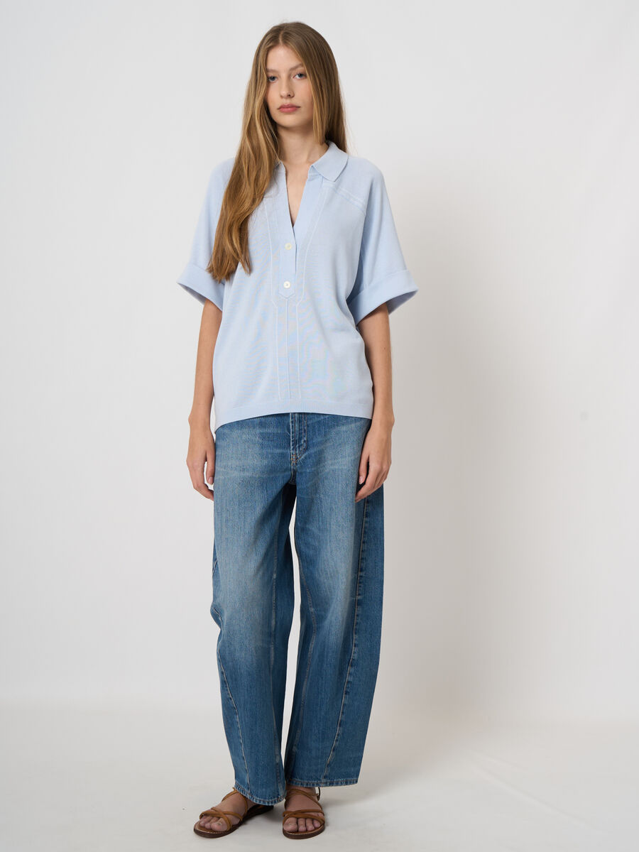 Cotton-viscose polo sweater image number 3