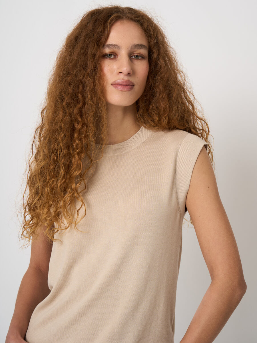 Cotton-viscose fine-knit vest image number 0