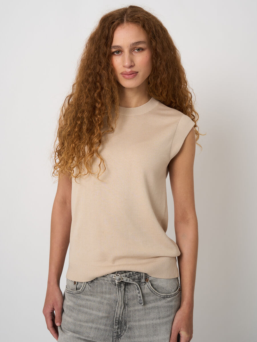 Cotton-viscose fine-knit vest image number 1