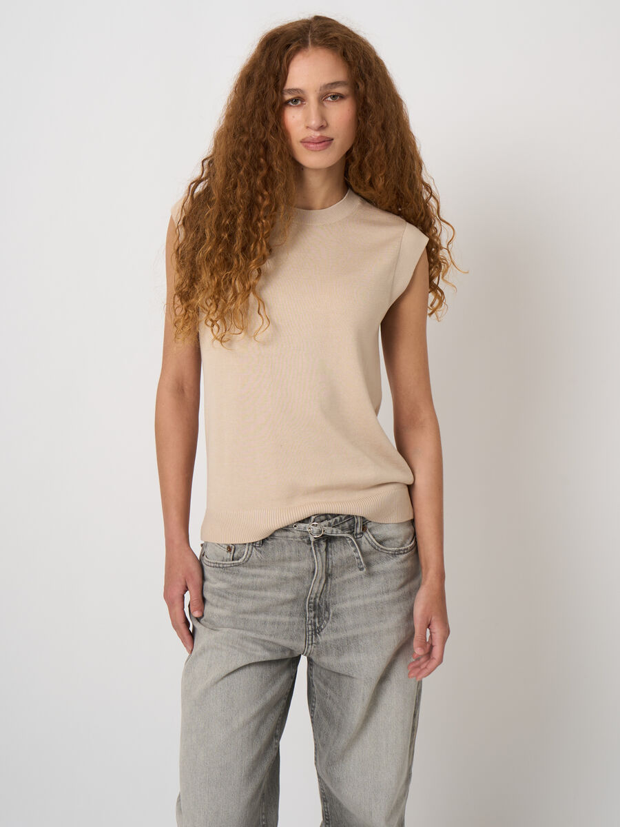 Cotton-viscose fine-knit vest image number 2