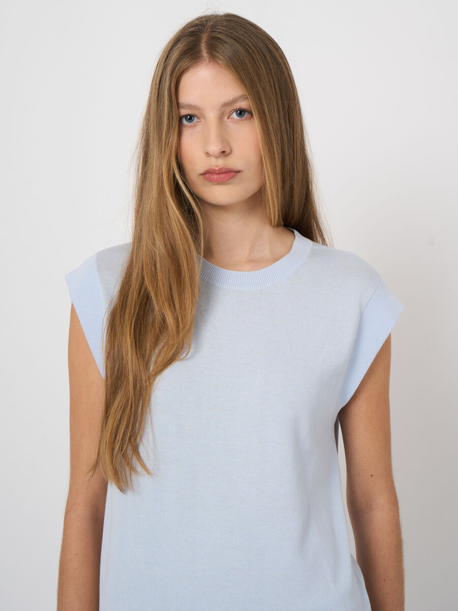 Cotton-viscose fine-knit vest image number 0