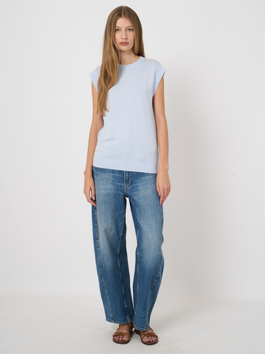 Cotton-viscose fine-knit vest image number 3