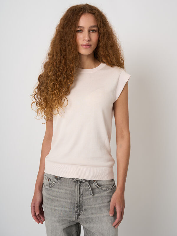 Cotton-viscose fine-knit vest image number 0
