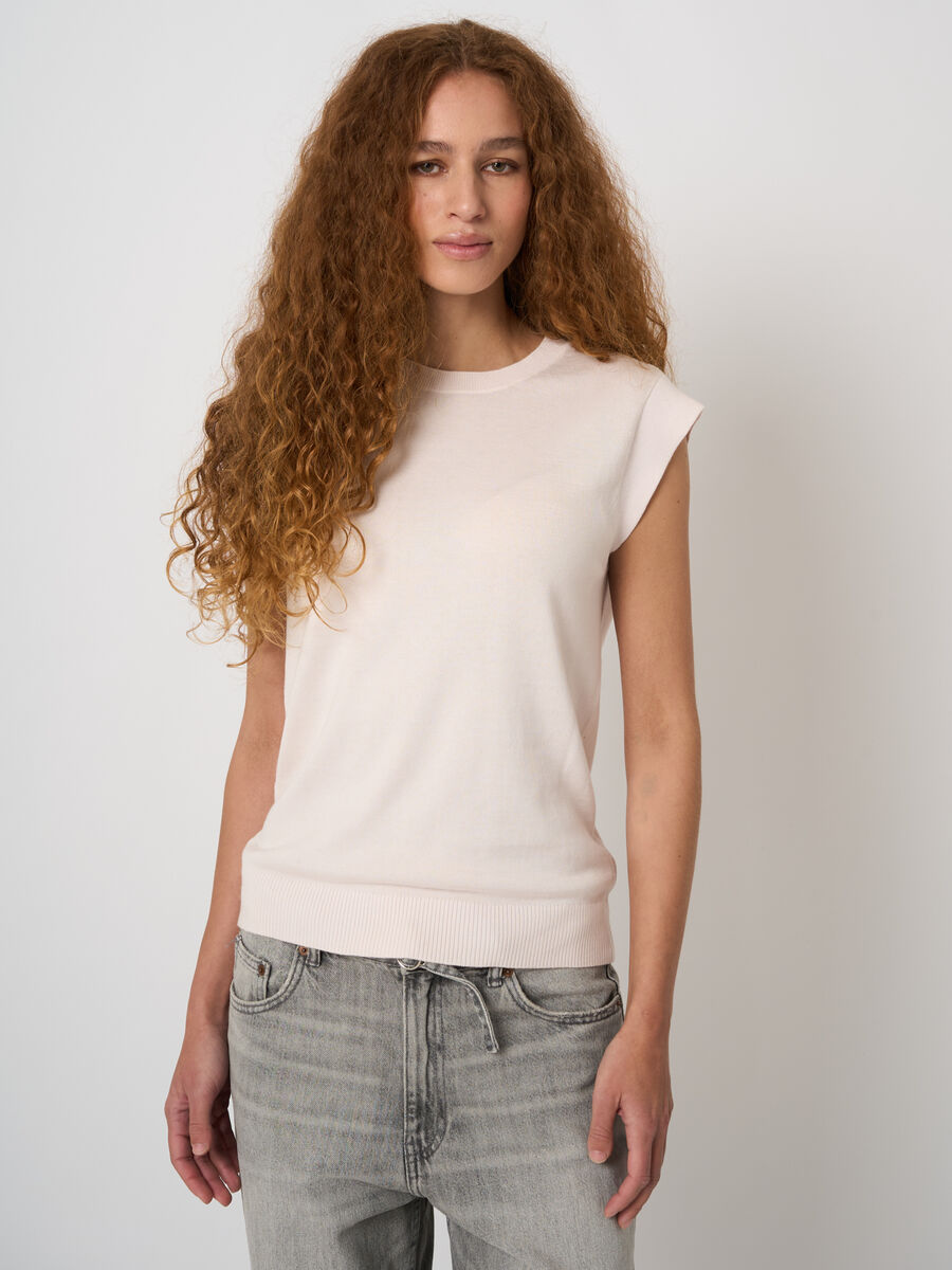 Cotton-viscose fine-knit vest image number 0