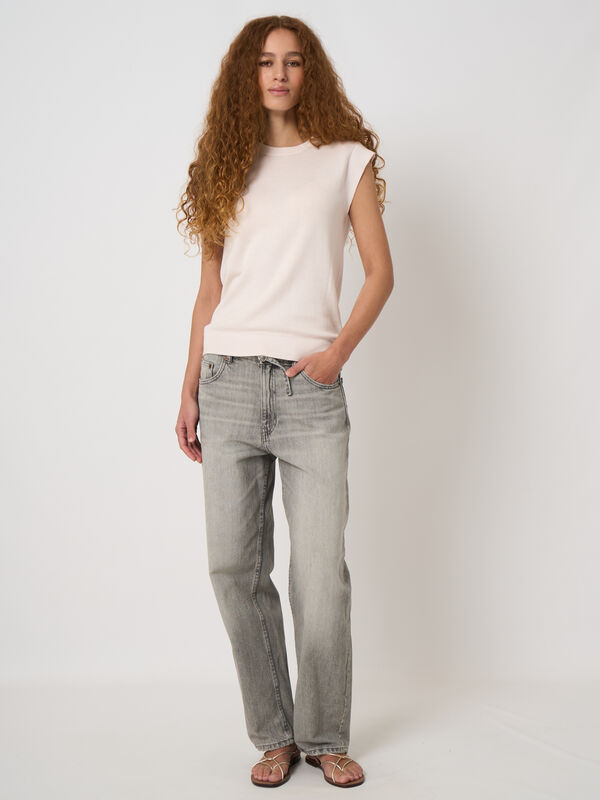 Cotton-viscose fine-knit vest image number 1