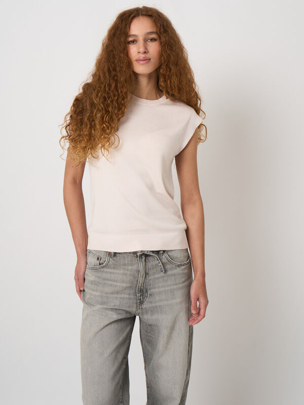 Cotton-viscose fine-knit vest image number 2