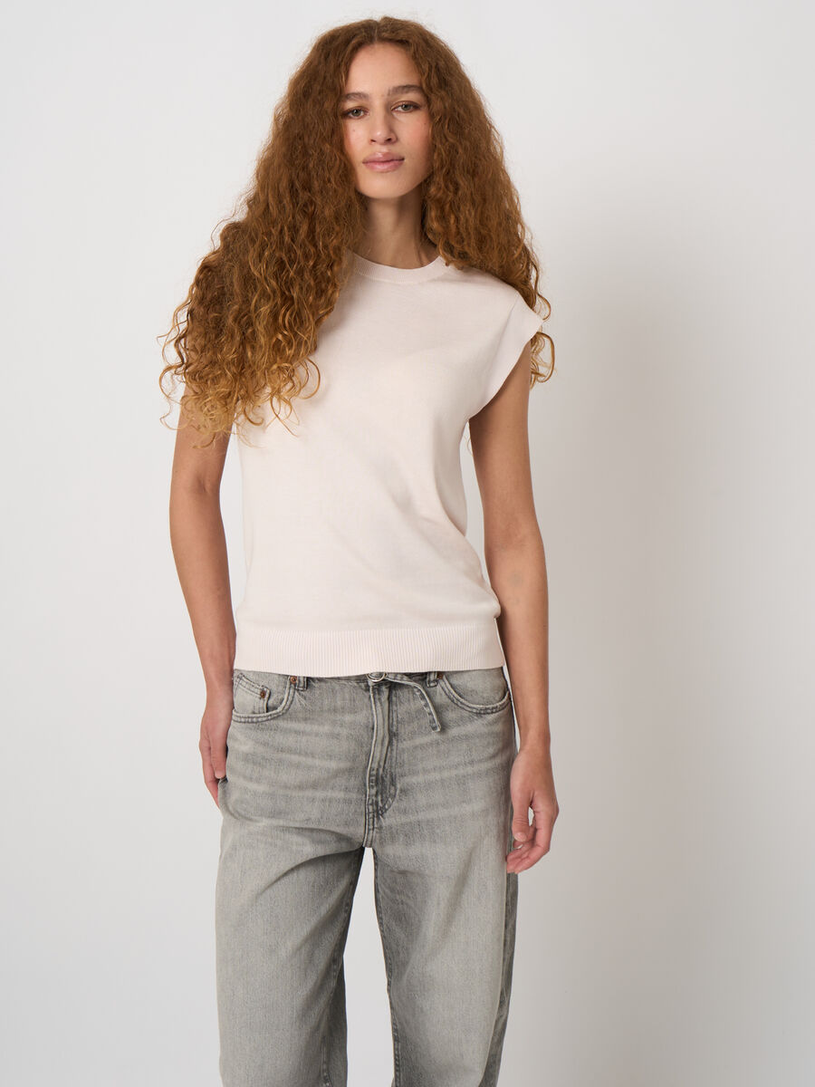 Cotton-viscose fine-knit vest image number 2