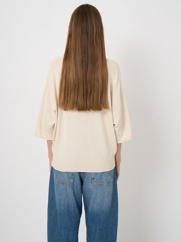 Boat-neck cotton-viscose sweater image number 4