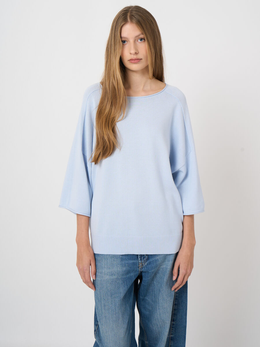 Boat-neck cotton-viscose sweater image number 1