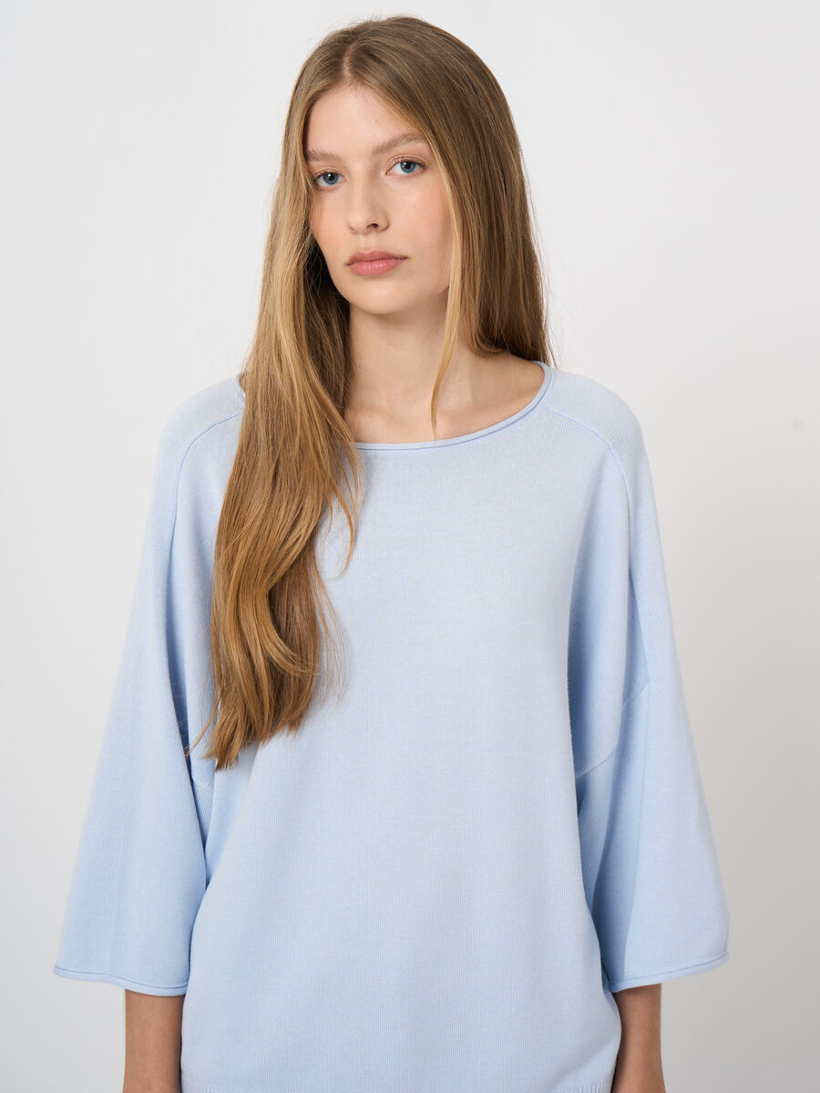 Boat-neck cotton-viscose sweater image number 2
