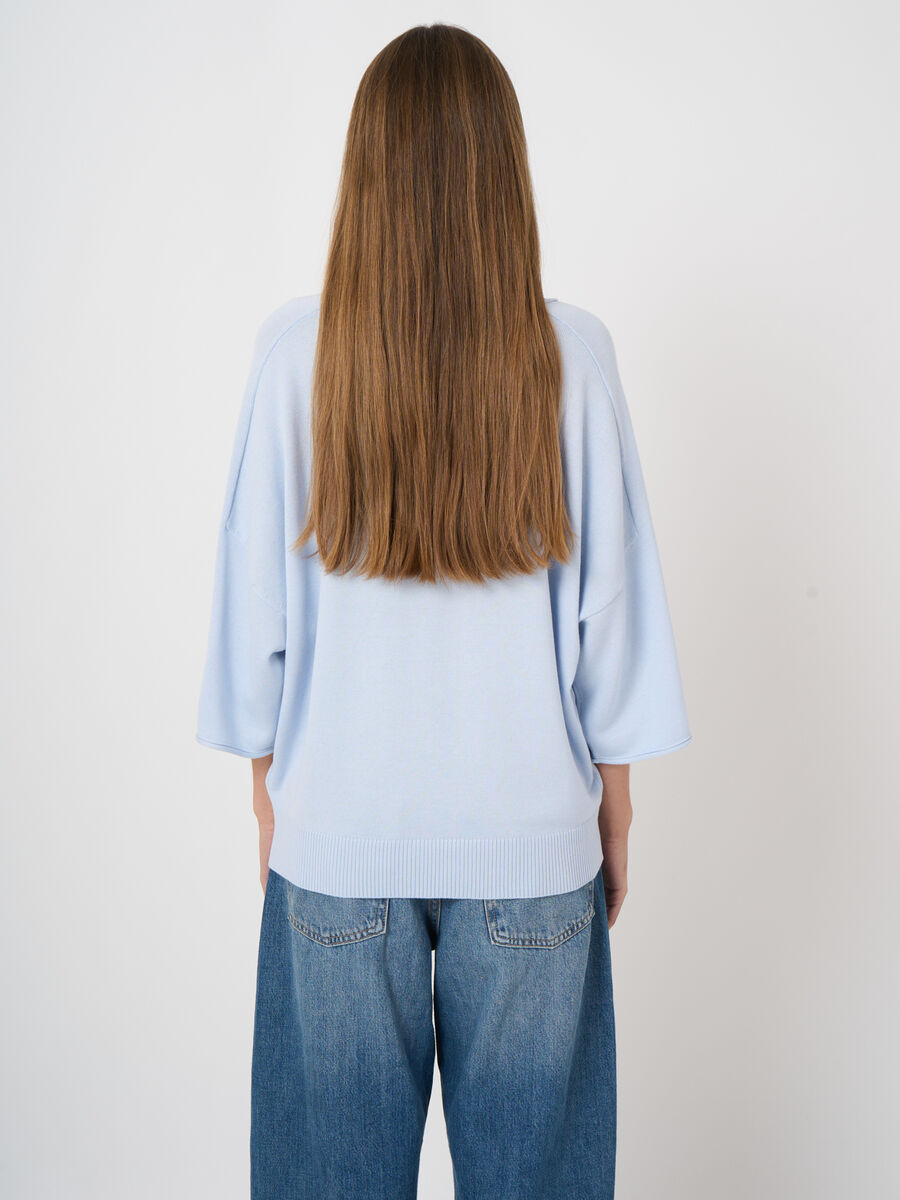 Boat-neck cotton-viscose sweater image number 3