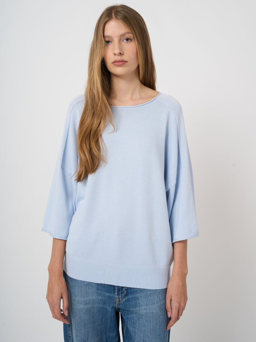 Boat-neck cotton-viscose sweater image number 4