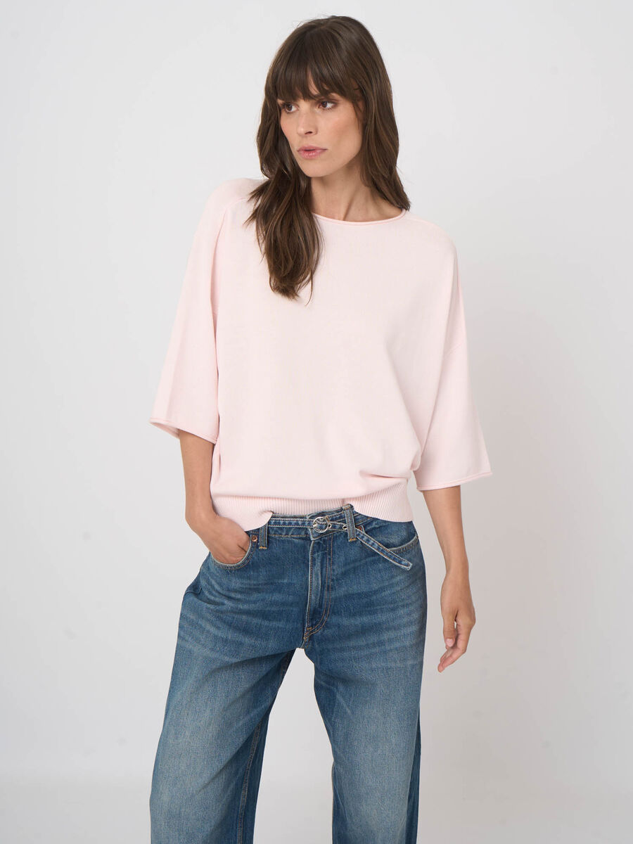 Pull en maille fine col bateau coton-viscose image number 2