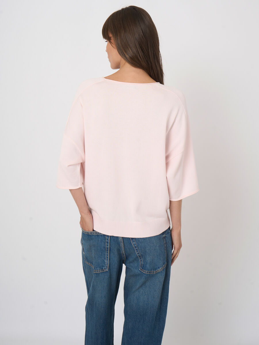 Boat-neck cotton-viscose sweater image number 3