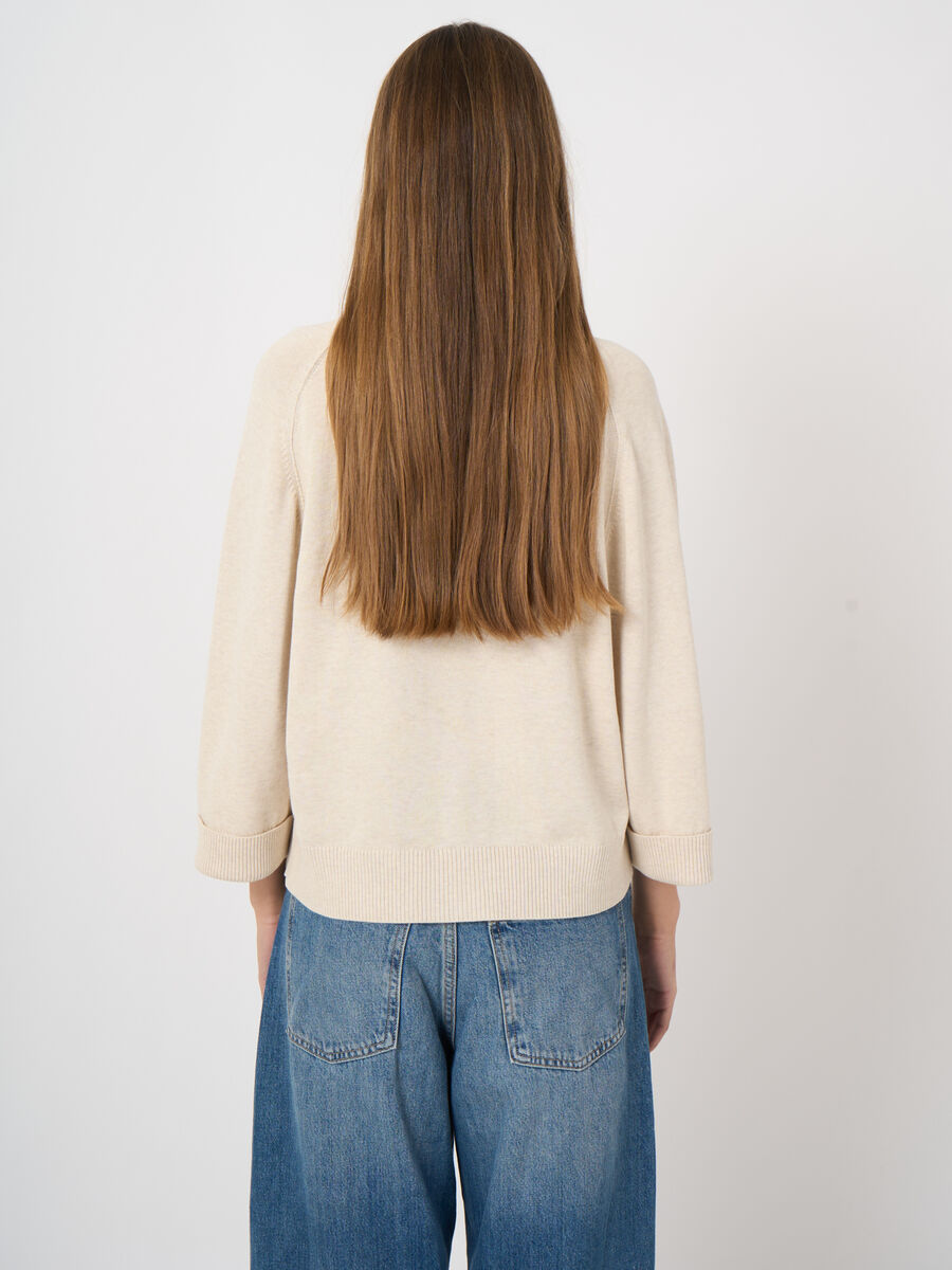 Cardigan col polo en coton-viscose, manches 3/4 image number 4