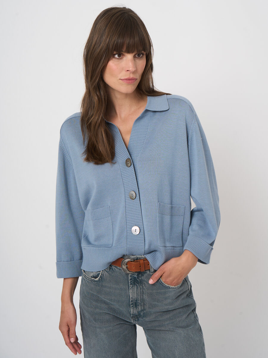 Cardigan met polokraag van katoen-viscose image number 2