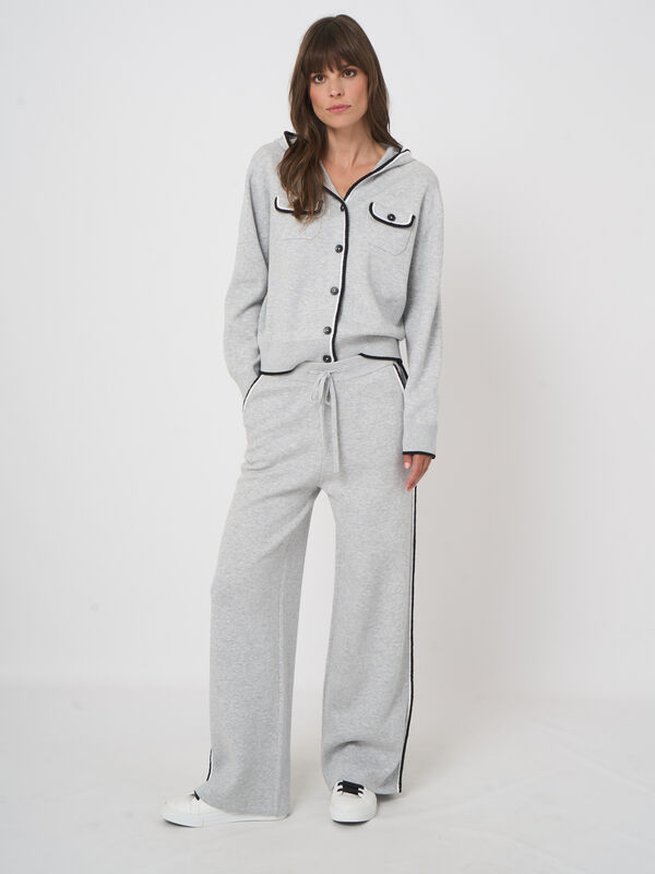 Hooded cotton-blend cardigan with contrast trim image number 7