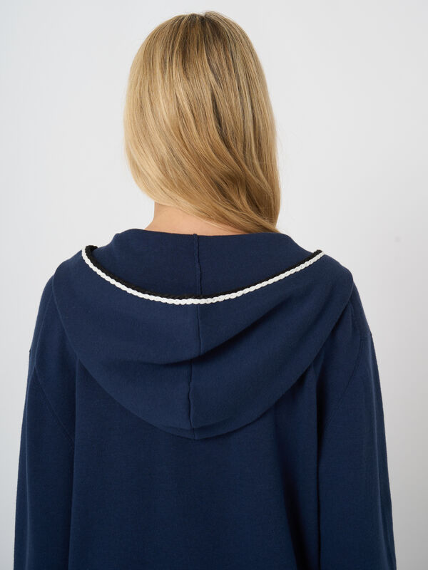 Cardigan mit Kapuze aus Baumwollmix mit Kontrastdetails image number 4