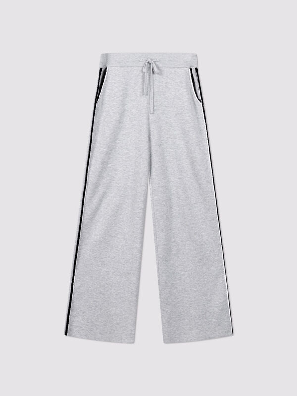 Wide-leg knit pants in cotton blend image number 0