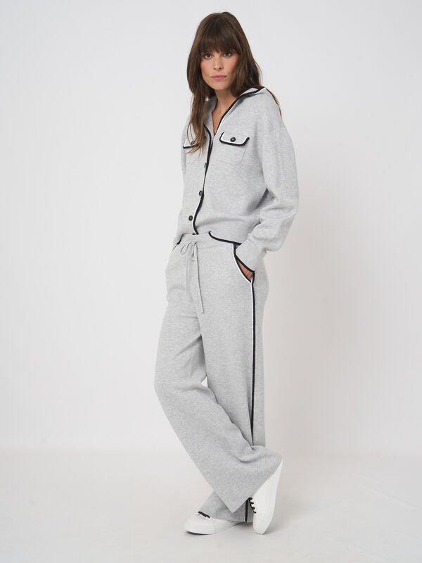 Wide-leg knit pants in cotton blend image number 5