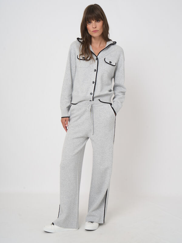 Wide-leg knit pants in cotton blend image number 6